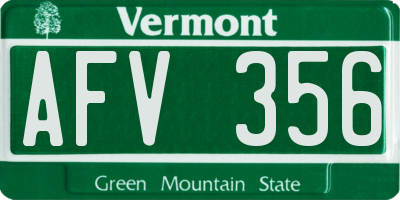 VT license plate AFV356