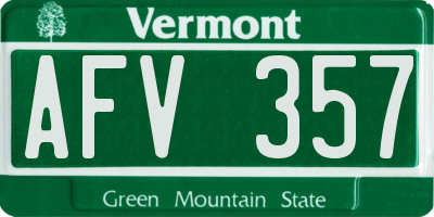 VT license plate AFV357
