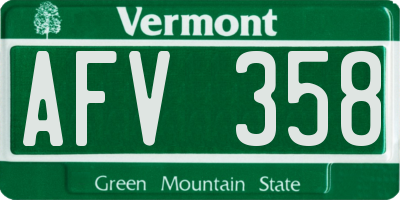 VT license plate AFV358