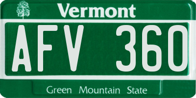 VT license plate AFV360