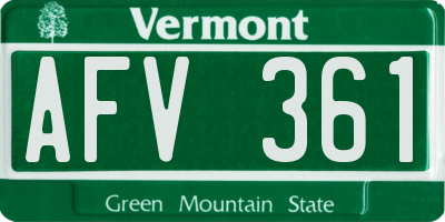 VT license plate AFV361