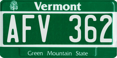 VT license plate AFV362