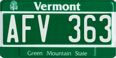 VT license plate AFV363