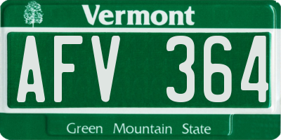 VT license plate AFV364