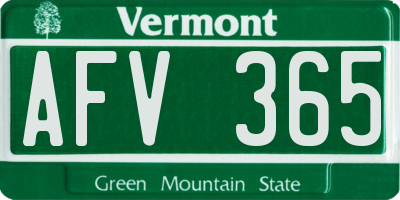 VT license plate AFV365