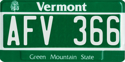 VT license plate AFV366