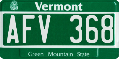 VT license plate AFV368