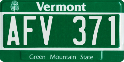 VT license plate AFV371
