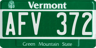 VT license plate AFV372