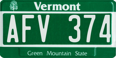 VT license plate AFV374