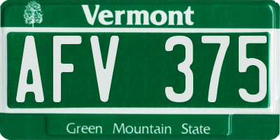 VT license plate AFV375