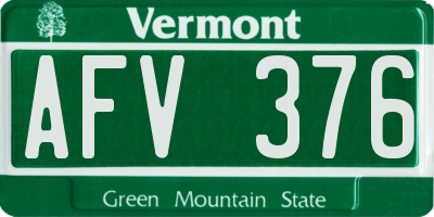 VT license plate AFV376