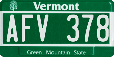 VT license plate AFV378