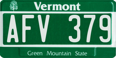 VT license plate AFV379