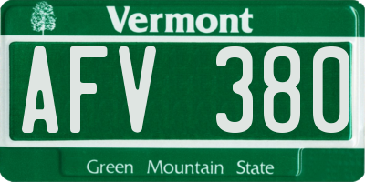 VT license plate AFV380