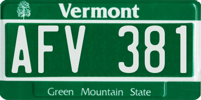 VT license plate AFV381