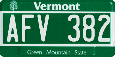VT license plate AFV382