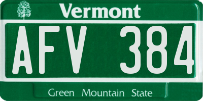 VT license plate AFV384