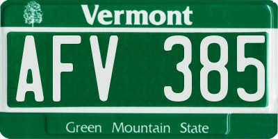 VT license plate AFV385