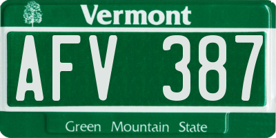 VT license plate AFV387