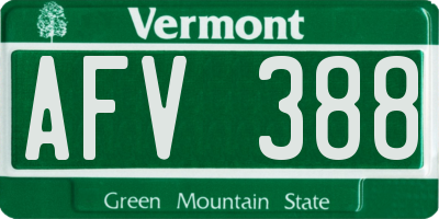 VT license plate AFV388