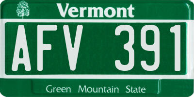 VT license plate AFV391