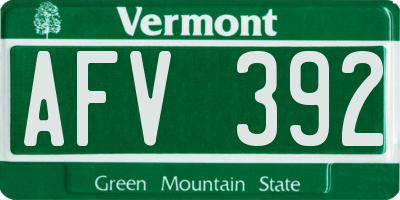 VT license plate AFV392