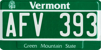 VT license plate AFV393