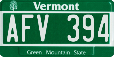 VT license plate AFV394