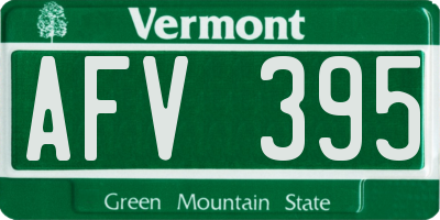 VT license plate AFV395