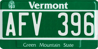 VT license plate AFV396