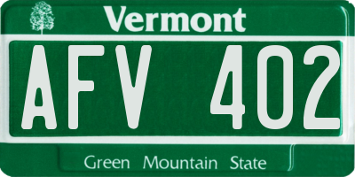 VT license plate AFV402