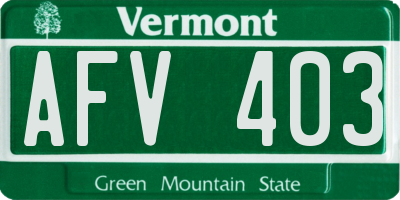 VT license plate AFV403