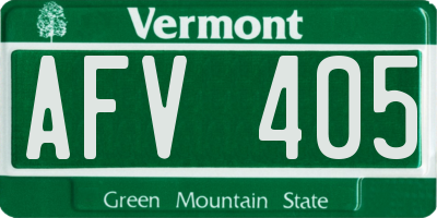 VT license plate AFV405