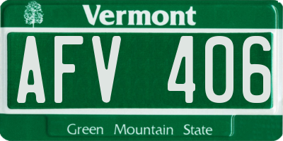 VT license plate AFV406