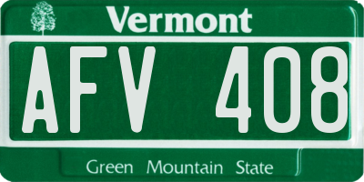 VT license plate AFV408