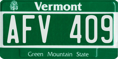 VT license plate AFV409