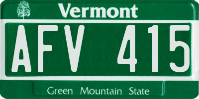 VT license plate AFV415