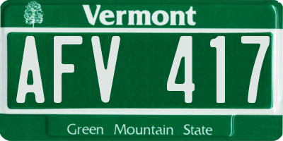VT license plate AFV417