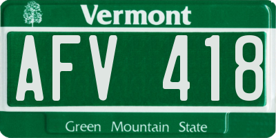VT license plate AFV418