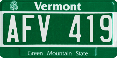 VT license plate AFV419