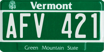 VT license plate AFV421