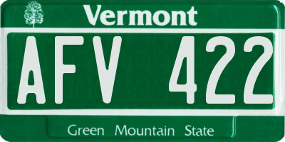 VT license plate AFV422
