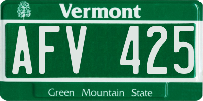 VT license plate AFV425