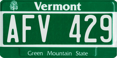 VT license plate AFV429