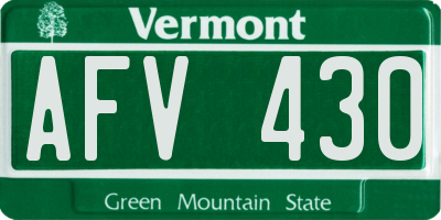 VT license plate AFV430