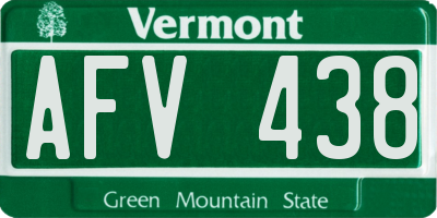 VT license plate AFV438