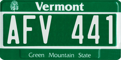 VT license plate AFV441