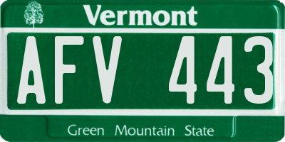 VT license plate AFV443