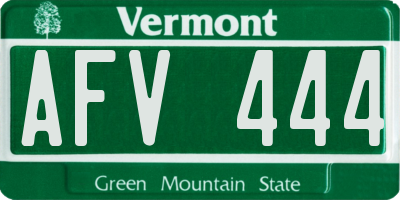 VT license plate AFV444
